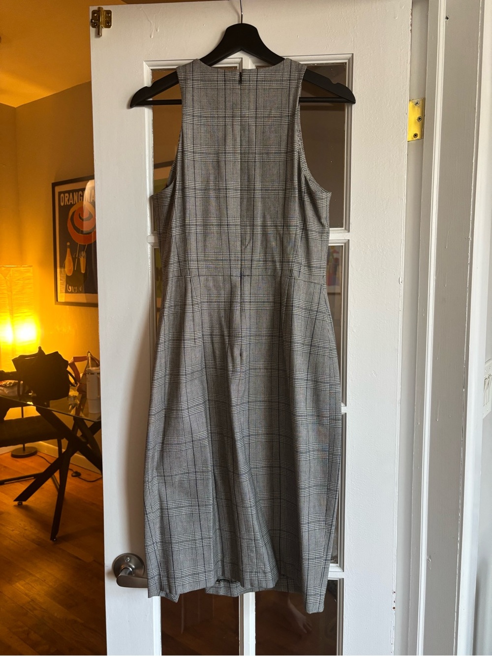 Banana Republic Gray Plaid Sleeveless Midi Dress